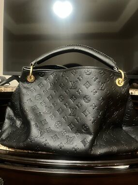 Black Monogram Embossed Leather Top-Handle Bag